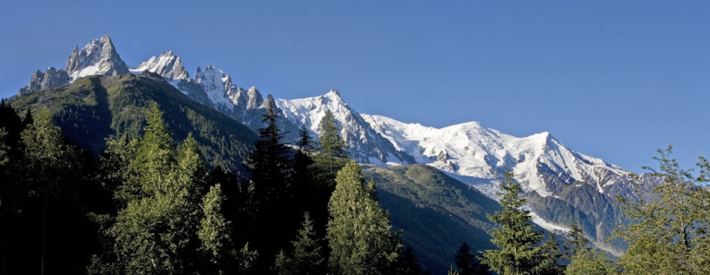 Vue de la chaine du Mont-Blanc depuis l'hôtel Les Chalets de Philippe à Chamonix